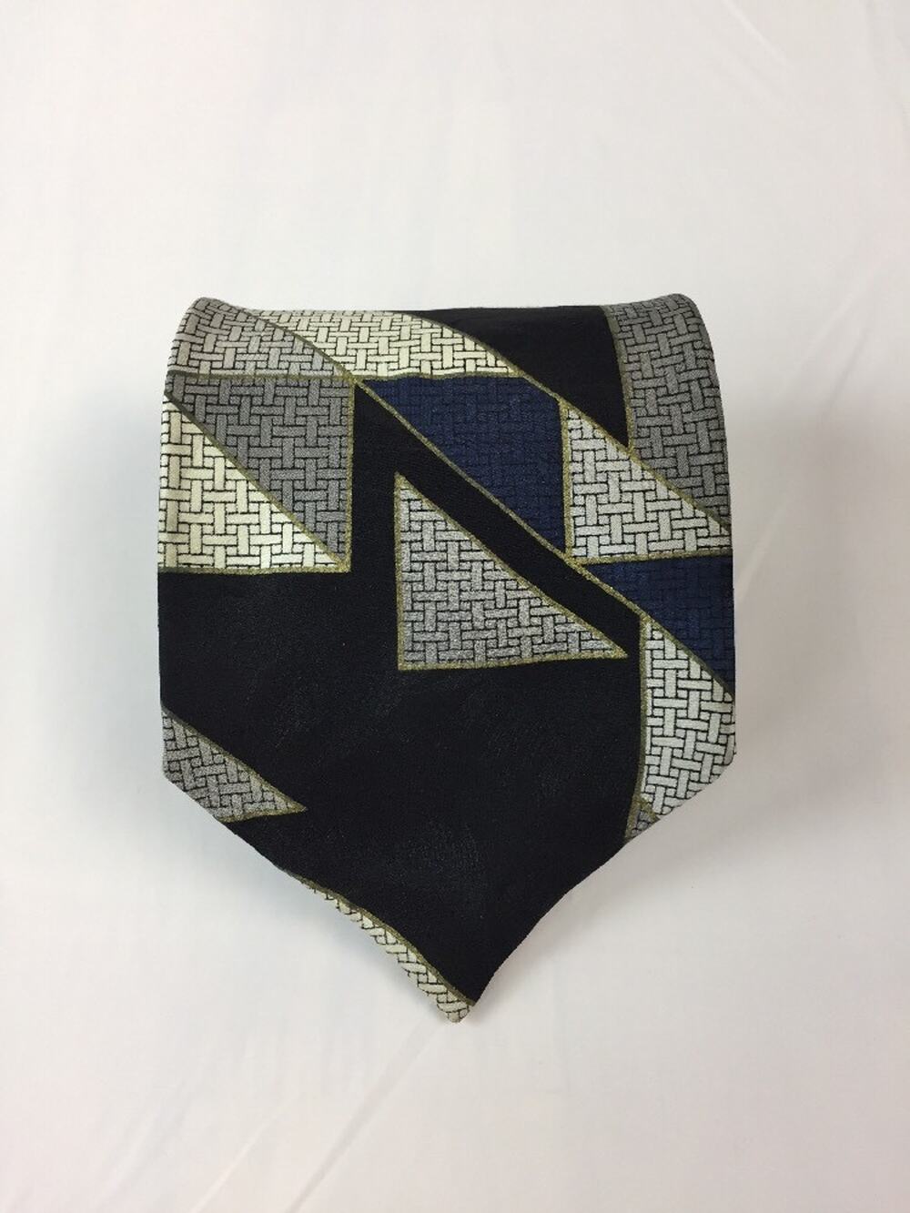 JT Beckett All 100% Silk Men’s Tie Geometric Gray/ Black